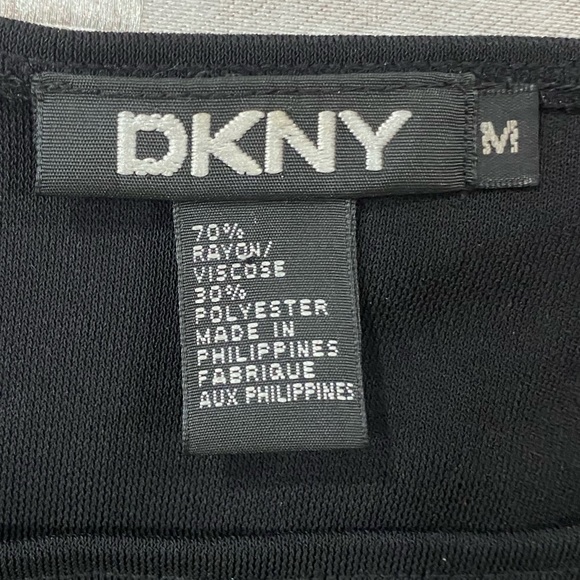 DKNY Stretch Black top with tie belt M - Picture 3 of 5